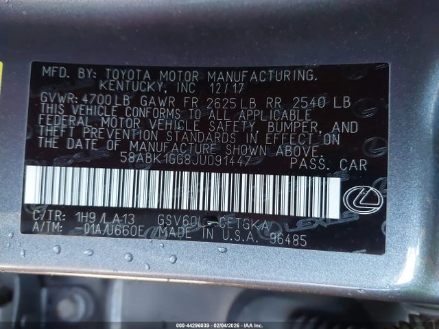 58ABK1GG8JU091447 Lexus ES 350