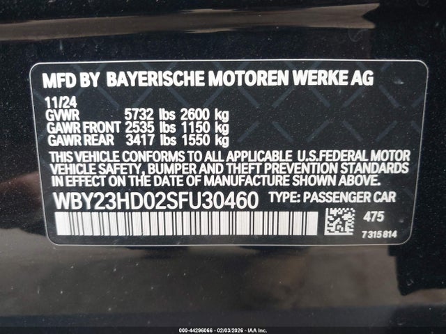WBY23HD02SFU30460 BMW I4 Gran Coupe Edrive40