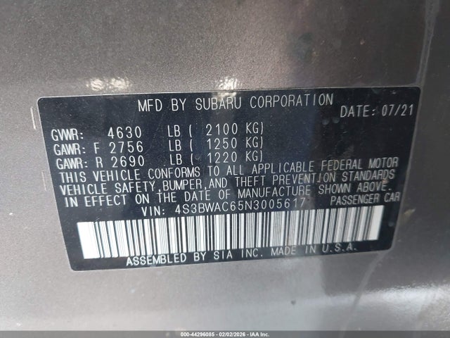 Subaru Legacy Premium 2022 4S3BWAC65N3005617 Image 9