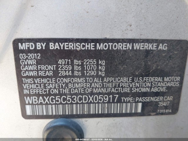2012 BMW 528I WBAXG5C53CDX05917 Photo 8