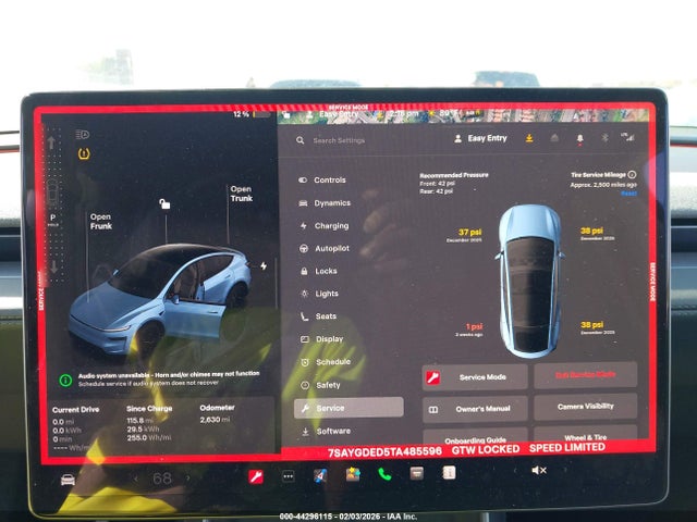 2026 Tesla Model Y Premium Rear-wheel Drive/standard Rear-wheel Drive მანქანა იყიდება აუქციონზე, vin: 7SAYGDED5TA485596, აუქციონის ნომერი: 44296115