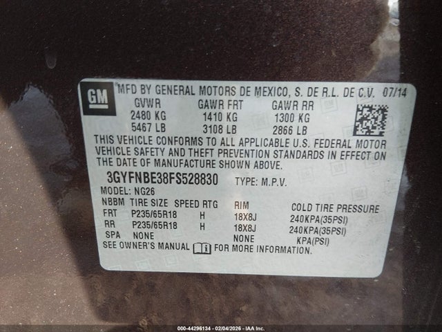 2015 CADILLAC SRX 3GYFNBE38FS528830 Photo 8