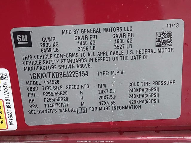 GMC Acadia Denali 2014 1GKKVTKD8EJ225154 Image 9
