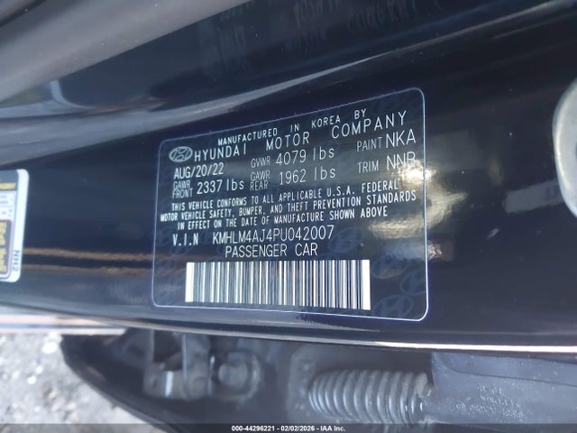 44296221 :رقم المزاد ، KMHLM4AJ4PU042007 vin ، 2023 Hyundai Elantra Hybrid Blue مزاد بيع