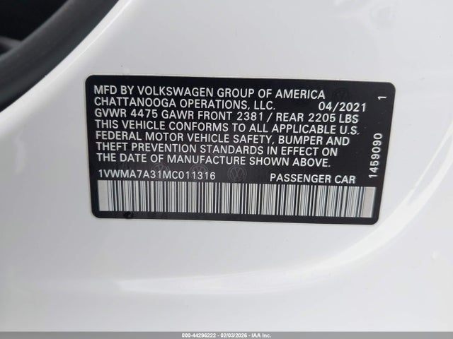 2021 VOLKSWAGEN PASSAT 1VWMA7A31MC011316 Photo 8
