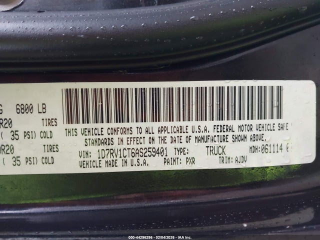 Aukcja sprzedaży 2010 Dodge Ram 1500 Slt/sport/trx, vin: 1D7RV1CT6AS259401, numer aukcji: 44296296