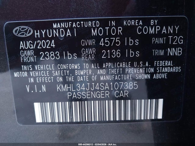 KMHL34JJ4SA107385 Hyundai Sonata Hybrid Sel