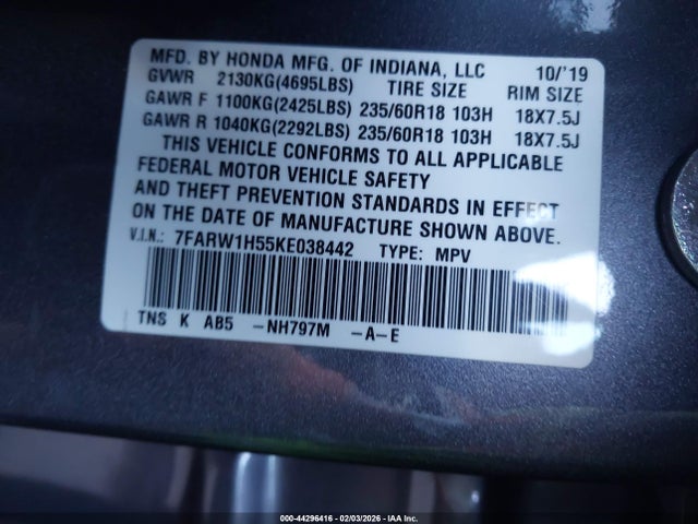 7FARW1H55KE038442 Honda CR-V EX