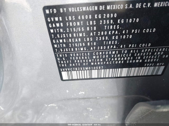 44296429 :رقم المزاد ، 3VVVC7B2XSM010587 vin ، 2025 Volkswagen Taos 1.5t Se مزاد بيع