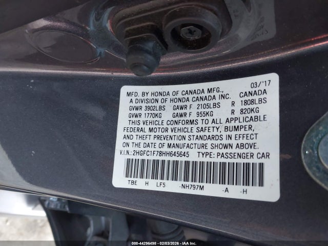 Honda Civic Ex-l 2017 2HGFC1F78HH645645 Image 9
