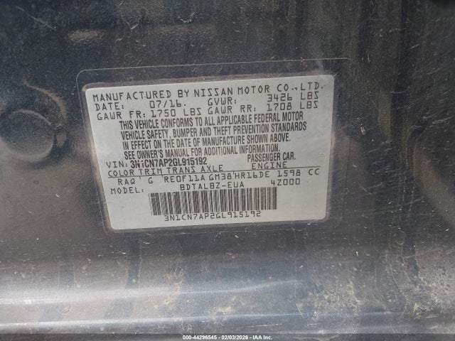 Nissan Versa 1.6 Sv 2016 3N1CN7AP2GL915192 Image 9
