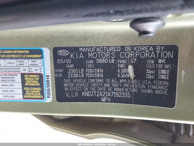 2010 KIA SOUL KNDJT2A21A7192335 Photo 8