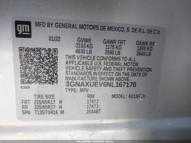 2022 CHEVROLET EQUINOX 3GNAXUEV6NL167170 Photo 8