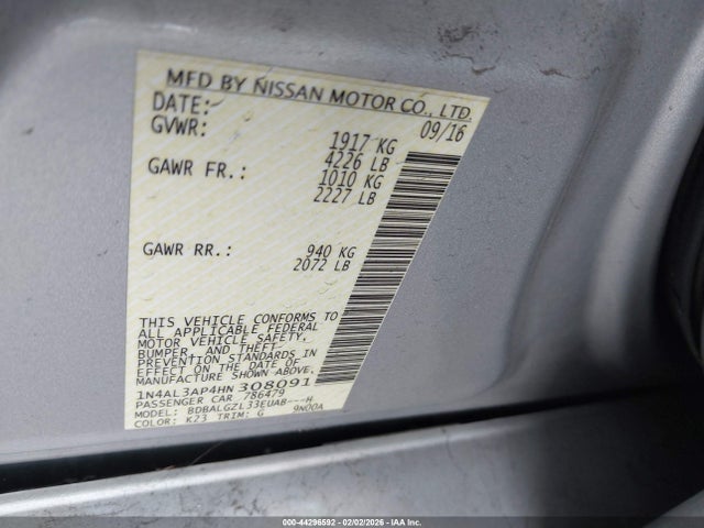 1N4AL3AP4HN308091 Nissan Altima 2.5 S