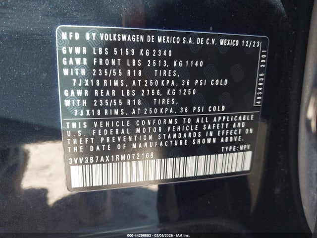 2024 VOLKSWAGEN TIGUAN 3VV3B7AX1RM072168 Photo 8