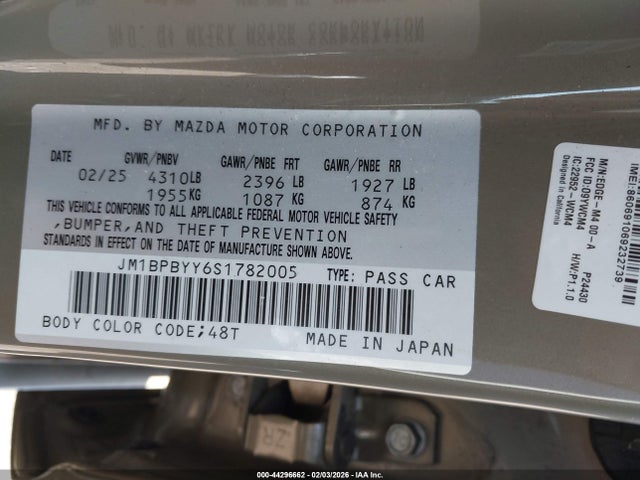 JM1BPBYY6S1782005 Mazda Mazda3 2.5 Carbon Turbo