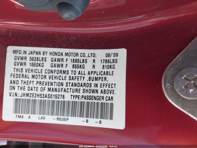 2010 HONDA INSIGHT JHMZE2H53AS015276 Photo 8
