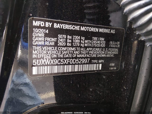 Aukcja sprzedaży 2015 Bmw X3 Xdrive28i, vin: 5UXWX9C5XF0D52997, numer aukcji: 44296805
