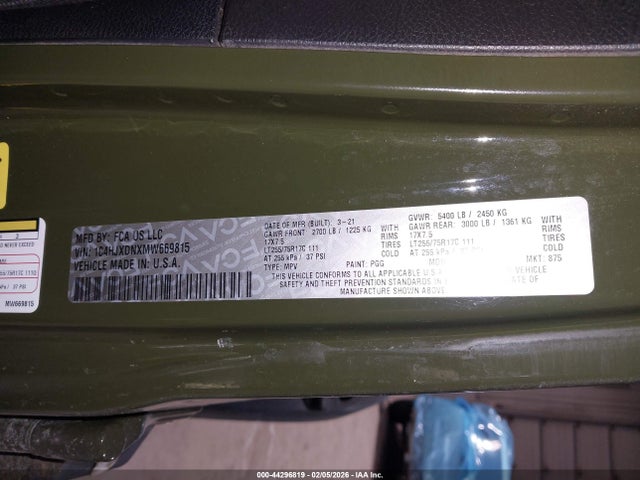 2021 JEEP WRANGLER UNLIMITED 1C4HJXDNXMW669815 Photo 8