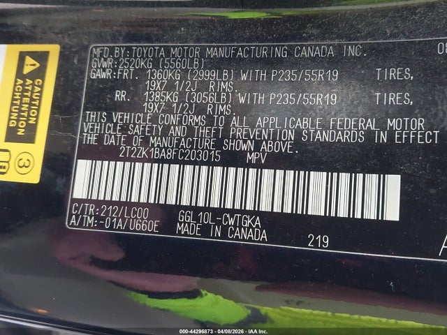Продажа на аукционе авто 2015 Lexus Rx 350, vin: 2T2ZK1BA8FC203015, номер лота: 44296873