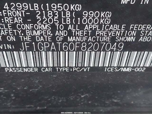 Продаж на аукціоні авто 2015 Subaru Impreza 2.0i Sport Premium, vin: JF1GPAT60F8207049, номер лоту: 44296905