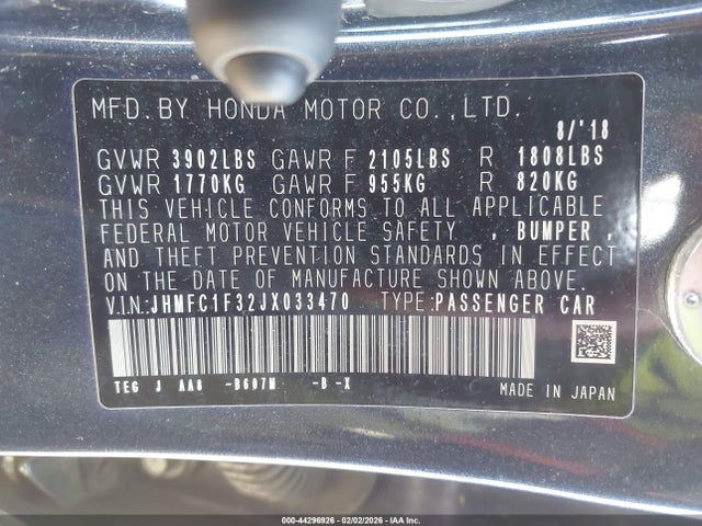Honda Civic Ex-t 2018 JHMFC1F32JX033470 Image 9