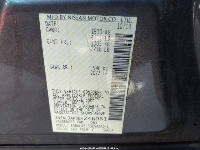 1N4AL3AP8EN246061 Nissan Altima 2.5 Sl