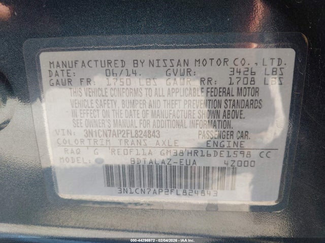 Nissan Versa 1.6 S+ 2015 3N1CN7AP2FL824843 Image 9