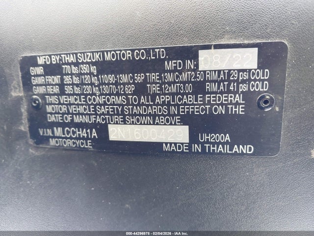 MLCCH41A2N1600429 Suzuki UH200