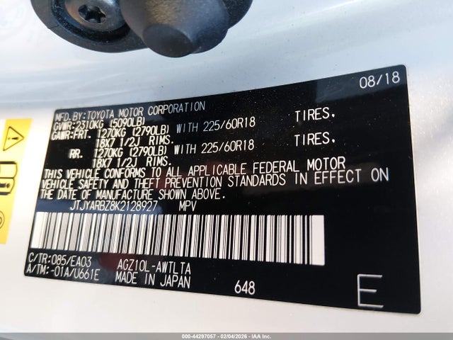 JTJYARBZ8K2128927 Lexus NX 300