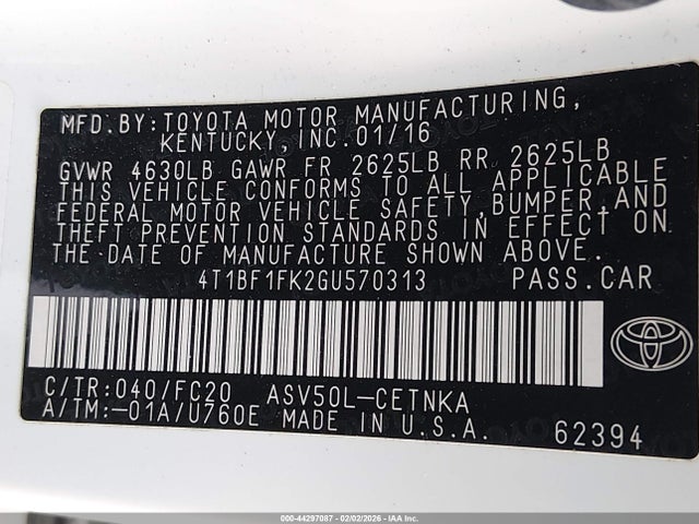 Toyota CAMRY LE 2016 4T1BF1FK2GU570313 Image 9