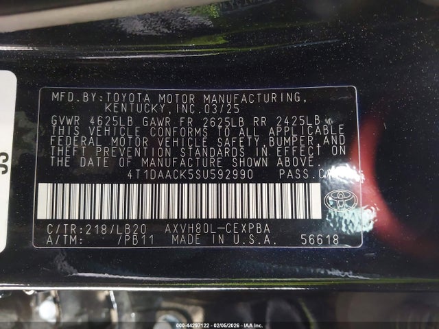 4T1DAACK5SU592990 Toyota CAMRY XSE