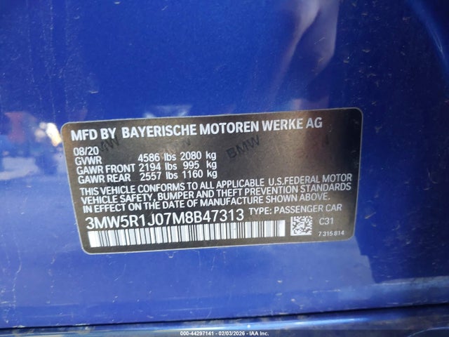 3MW5R1J07M8B47313 BMW 330I