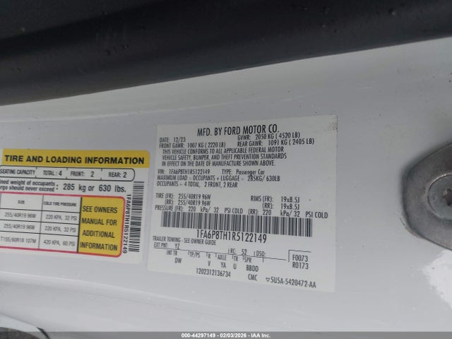 2024 FORD MUSTANG 1FA6P8TH1R5122149 Photo 8