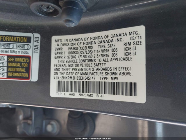 Honda CR-V LX 2014 2HKRM3H35EH545147 Image 9