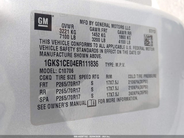 Продажа на аукционе авто 2014 Gmc Yukon Slt, vin: 1GKS1CE04ER111836, номер лота: 44297152
