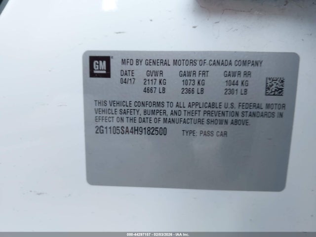 Chevrolet IMPALA 1LT 2017 2G1105SA4H9182500 Image 9