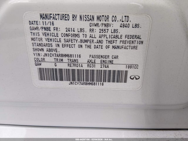 2017 INFINITI Q50 JN1CV7AR8HM681116 Photo 8