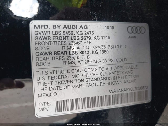 WA1ANAFY0L2038873 Audi Q5 Premium 45 Tfsi Quattro S Tronic