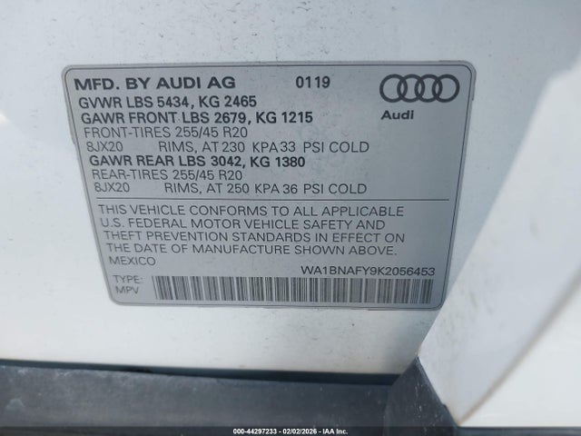 WA1BNAFY9K2056453 Audi Q5 45 Premium