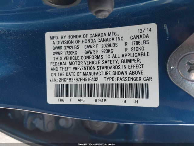 Honda Civic Ex-l 2015 2HGFB2F97FH516402 Image 9