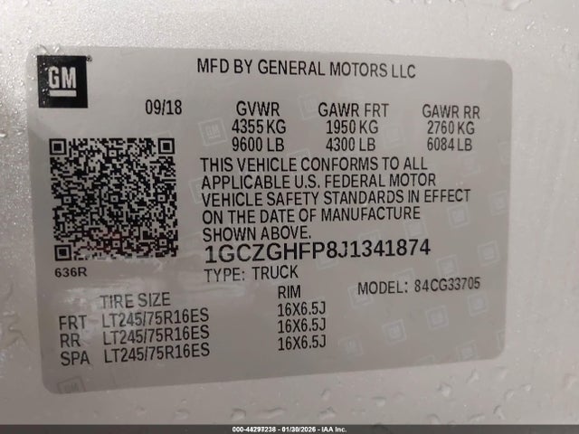 1GCZGHFP8J1341874 Chevrolet Express 3500 Work Van