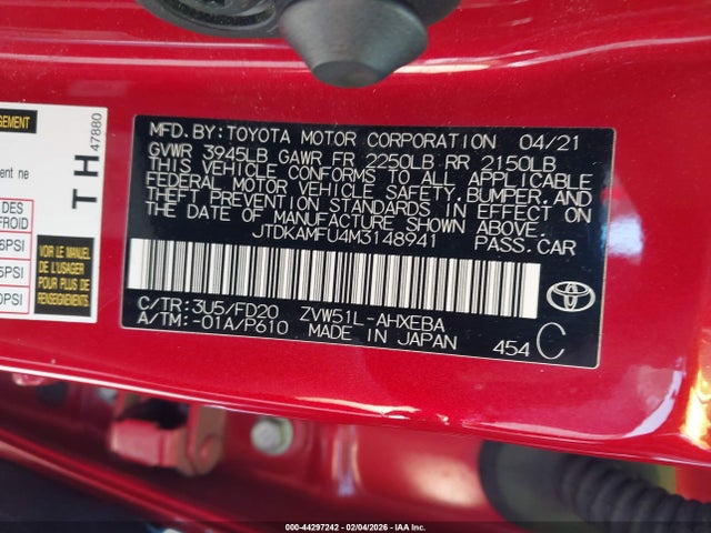 Toyota Prius Le 2021 JTDKAMFU4M3148941 Image 9