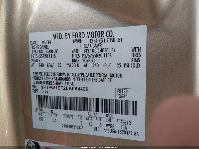 Ford F-150 Xlt 2014 1FTFW1ET2EKE64405 Image 9