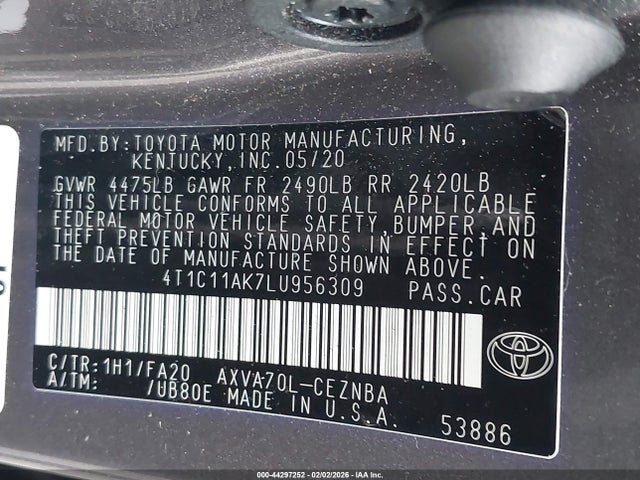 4T1C11AK7LU956309 Toyota CAMRY LE