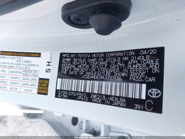 Toyota Corolla Hybrid Le 2021 JTDEAMDE0MJ000936 Image 9