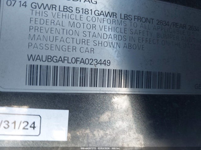 2015 AUDI S4 WAUBGAFL0FA023449 Photo 8