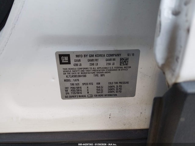 Chevrolet Trax Fwd Ls 2020 KL7CJKSB2LB041580 Image 9