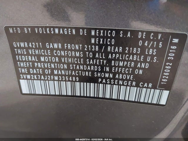 Volkswagen Jetta 2.0l S 2015 3VW2K7AJ2FM335489 Image 9