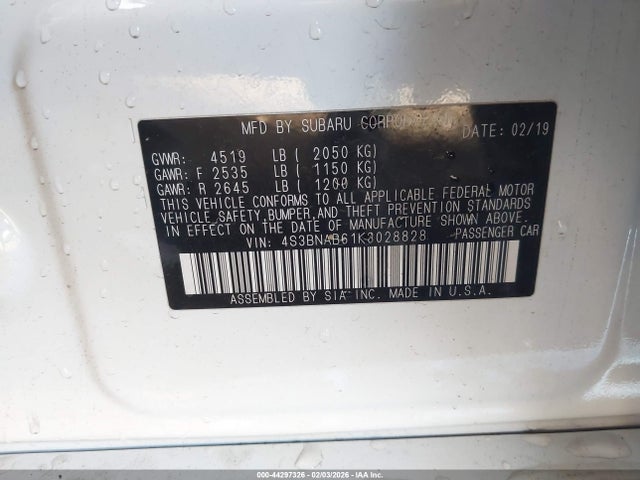 Subaru Legacy 2.5i 2019 4S3BNAB61K3028828 Image 9
